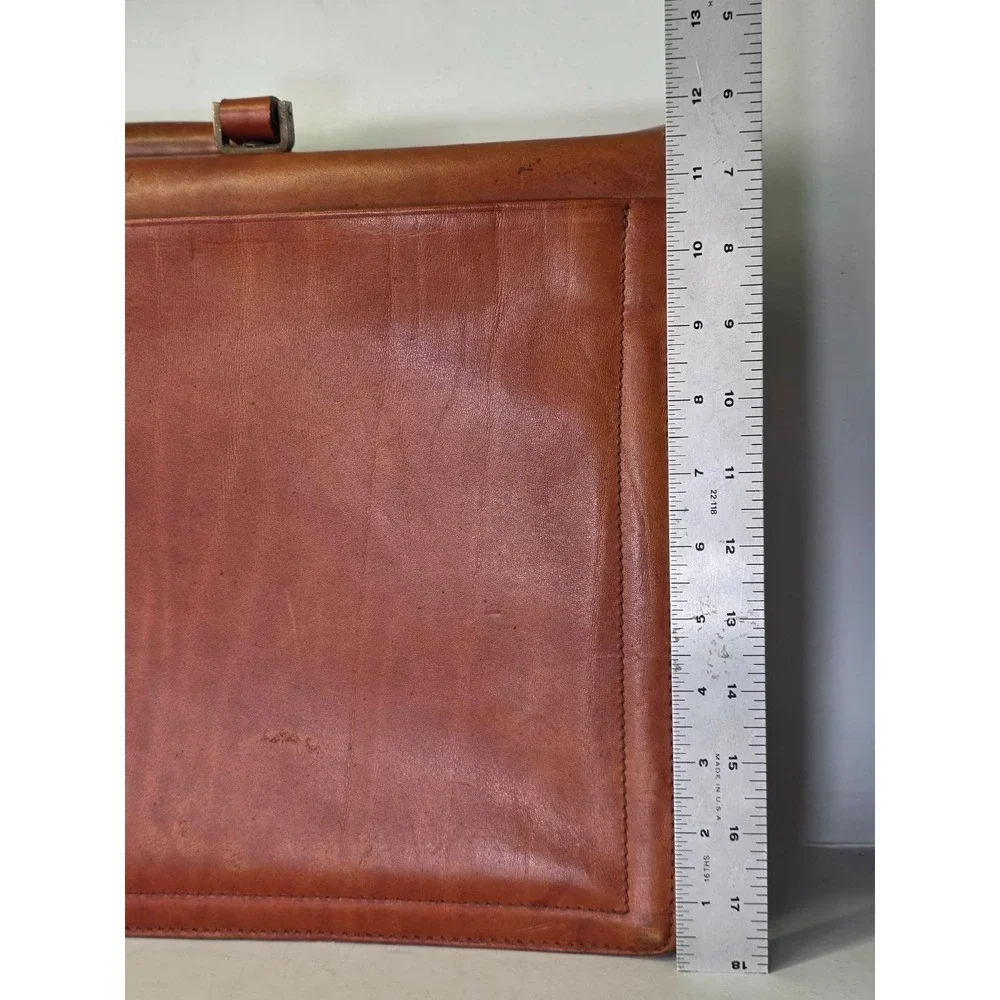 Vintage RENWICK Briefcase Brown Tan Leather Business‎ Bag Canada Rare